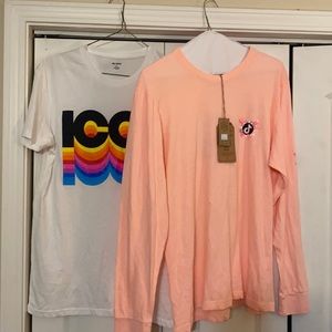 long sleeve T-shirt and o e short sleeve white T-shirt with tick-tock/icon logo